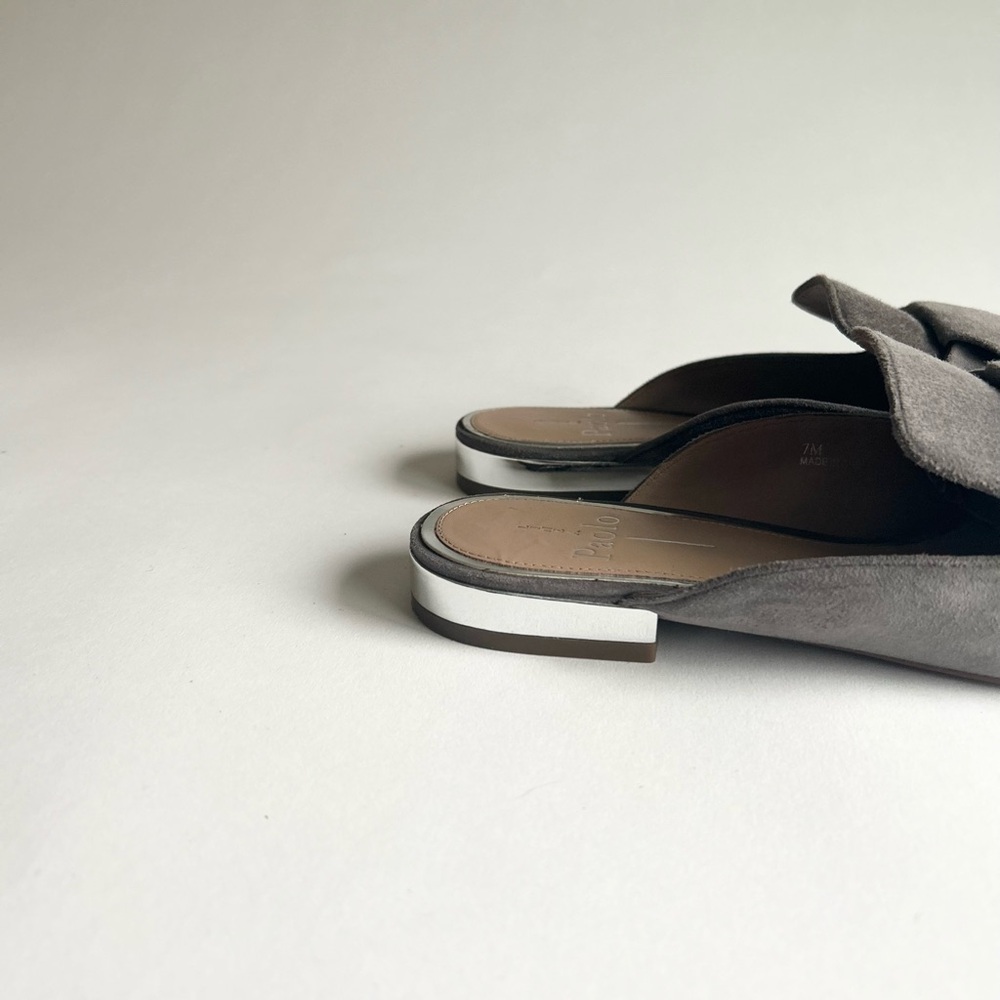 Linea Paolo Grey Suede Genuine Leather Point Toe Bow Mules size 7 - Picture 13 of 14